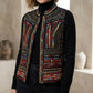 Black Indie Embroidered Western Studded Royal Snap Luxury Chico's Vest 1 Medium