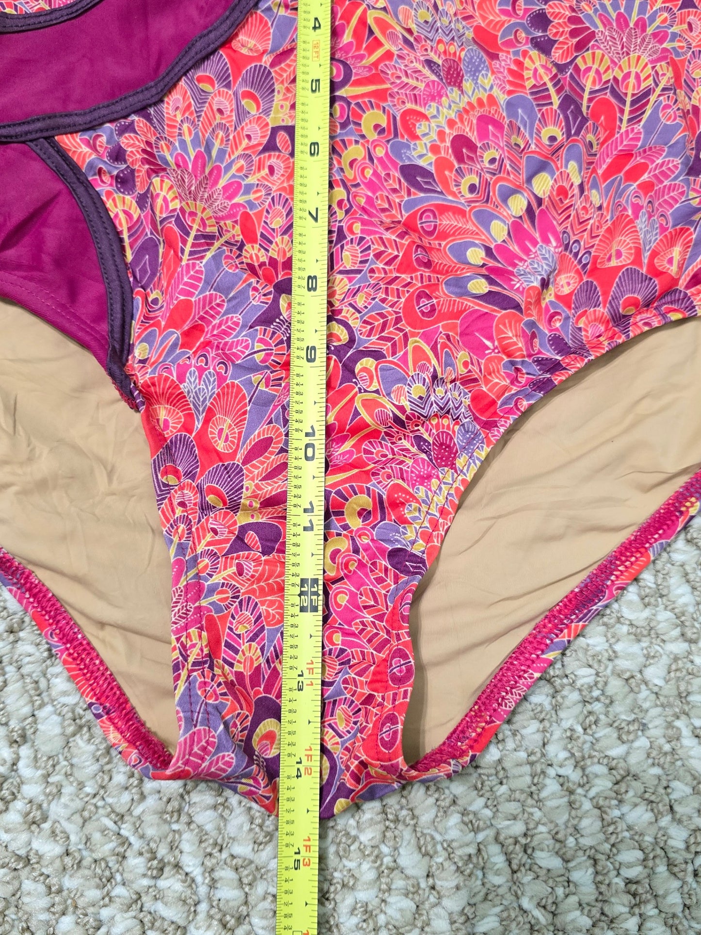 Pink Floral High Cheeky Beach Resort Vacation Swimsuit Bikini Bottoms Plus 1X