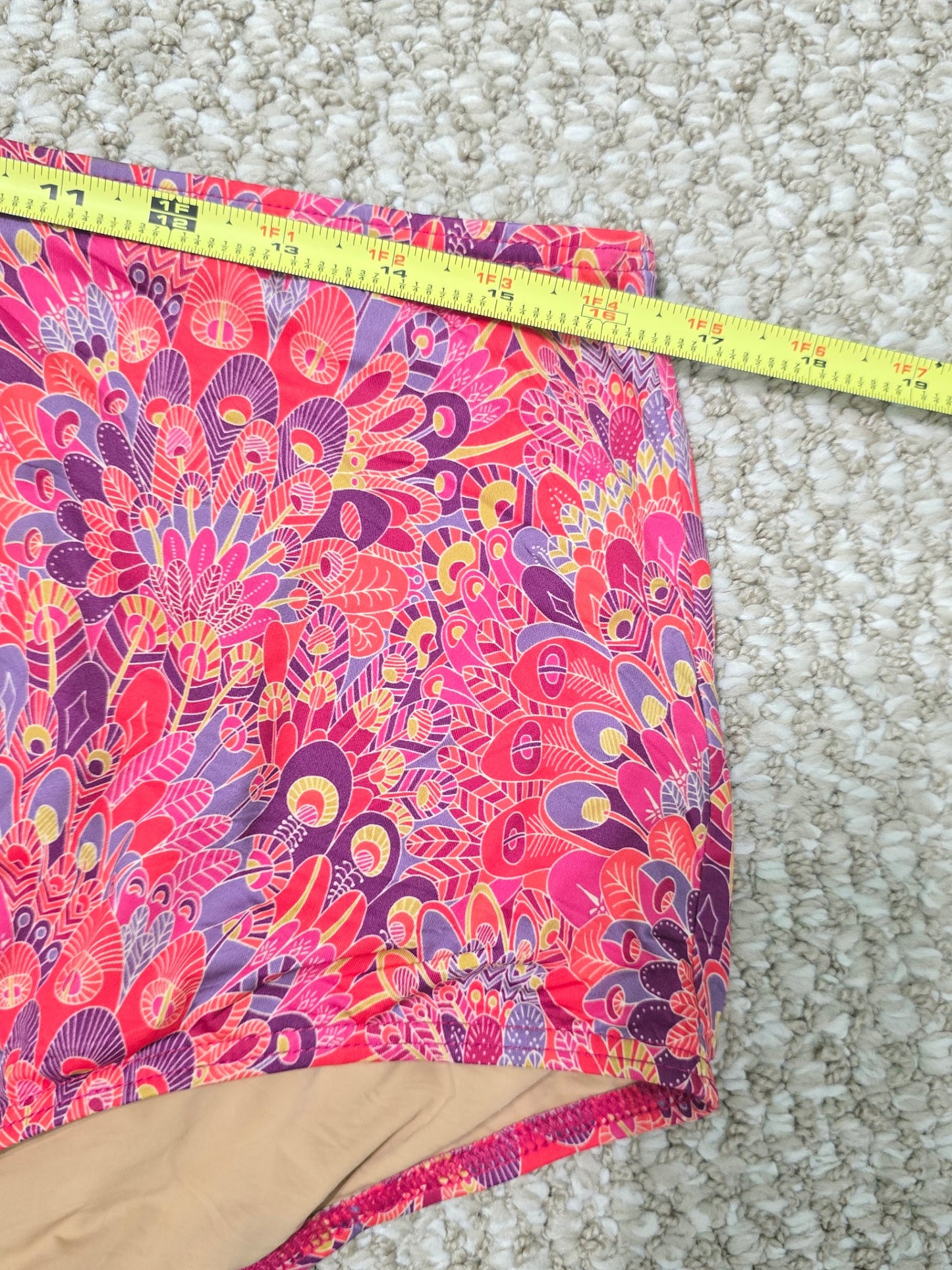 Pink Floral High Cheeky Beach Resort Vacation Swimsuit Bikini Bottoms Plus 1X