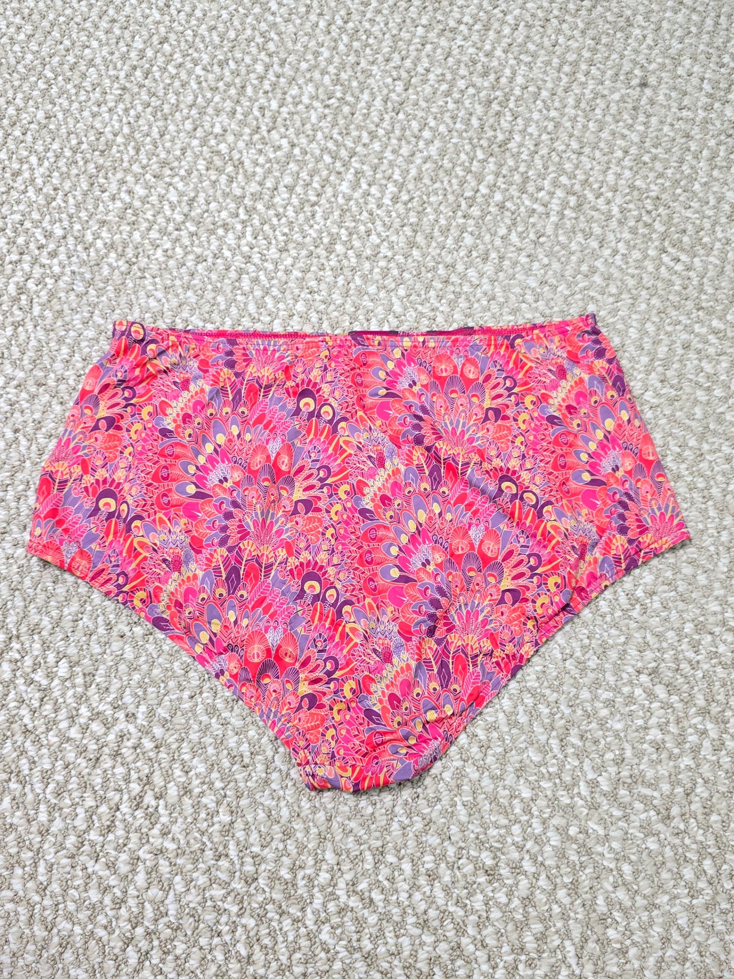 Pink Floral High Cheeky Beach Resort Vacation Swimsuit Bikini Bottoms Plus 1X