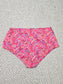 Pink Floral High Cheeky Beach Resort Vacation Swimsuit Bikini Bottoms Plus 1X