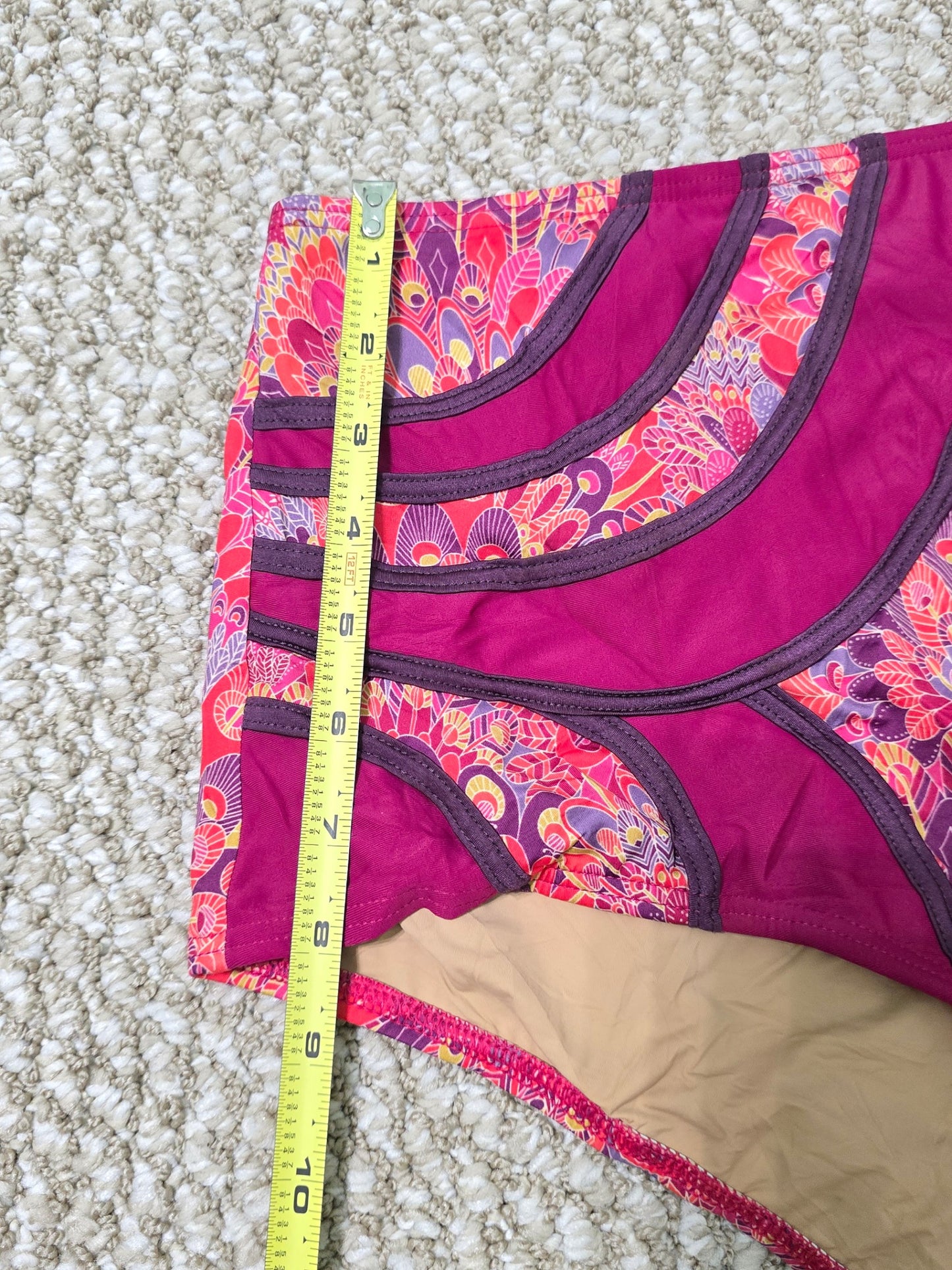 Pink Floral High Cheeky Beach Resort Vacation Swimsuit Bikini Bottoms Plus 1X