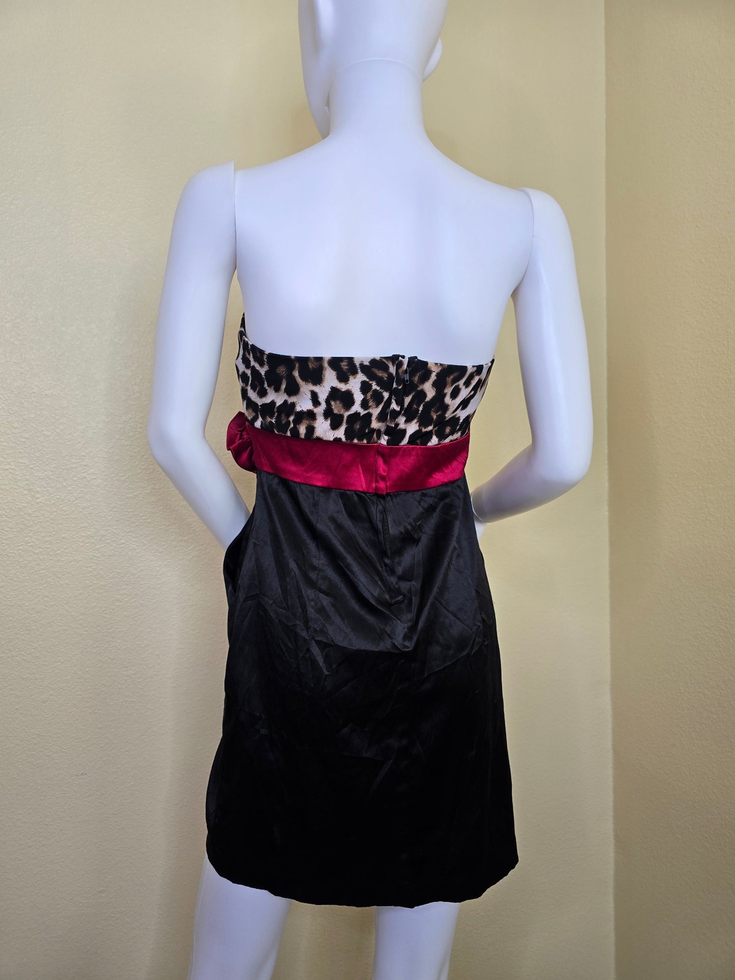 Black Party Animal Print Flower Y2K Mini Formal Prom Sexy Youth 7 Small Dress