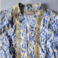 Chico's Blue Open Front 3/4 Sleeve Studded Animal Linen Preppy Jacket 1 Medium