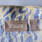 Chico's Blue Open Front 3/4 Sleeve Studded Animal Linen Preppy Jacket 1 Medium