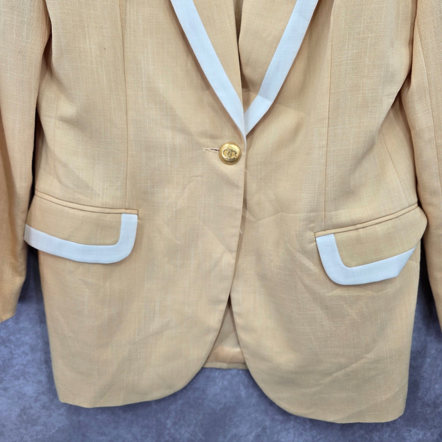Yellow Y2K Vintage Executive Work Office Preppy Academia Blazer Jacket 12P
