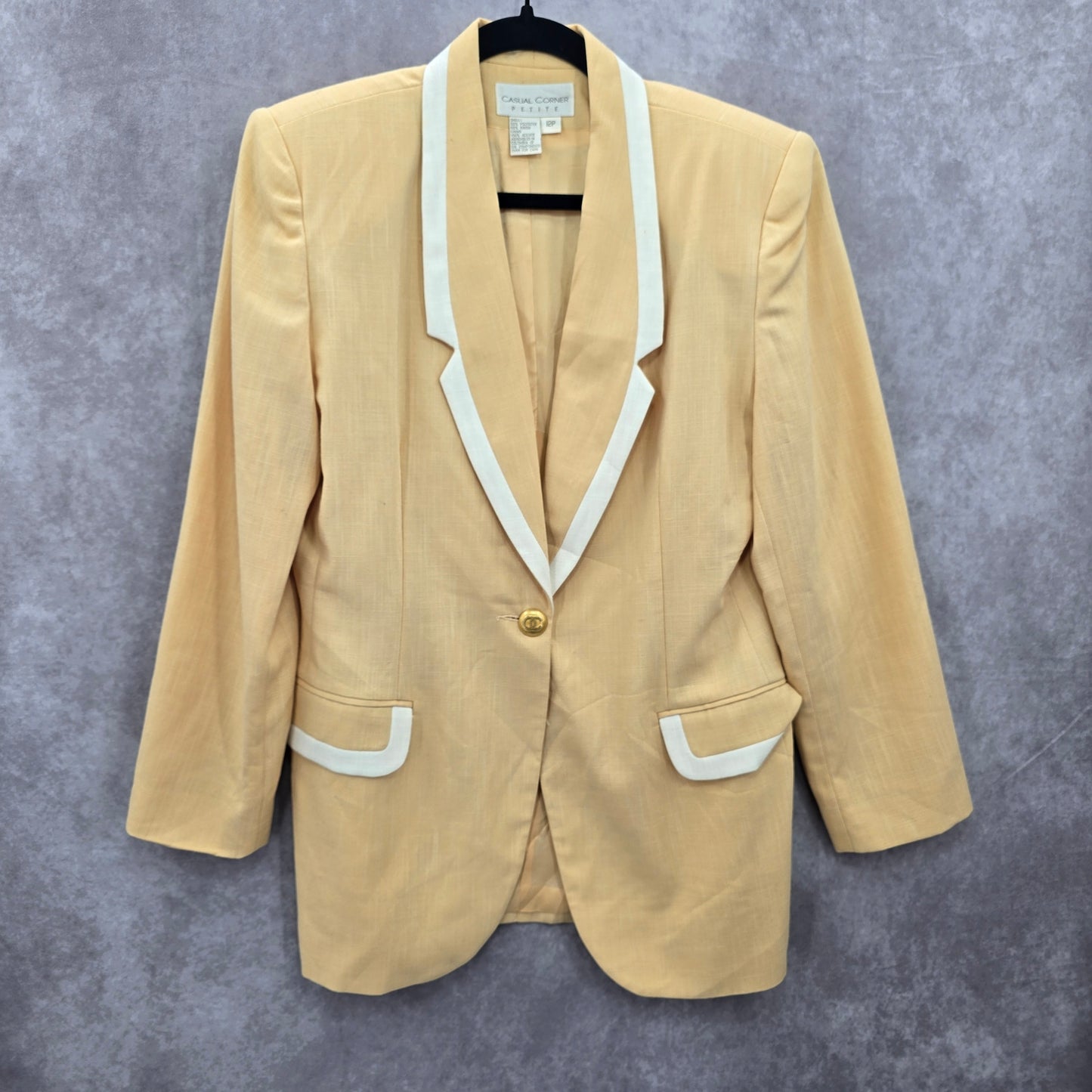 Yellow Y2K Vintage Executive Work Office Preppy Academia Blazer Jacket 12P