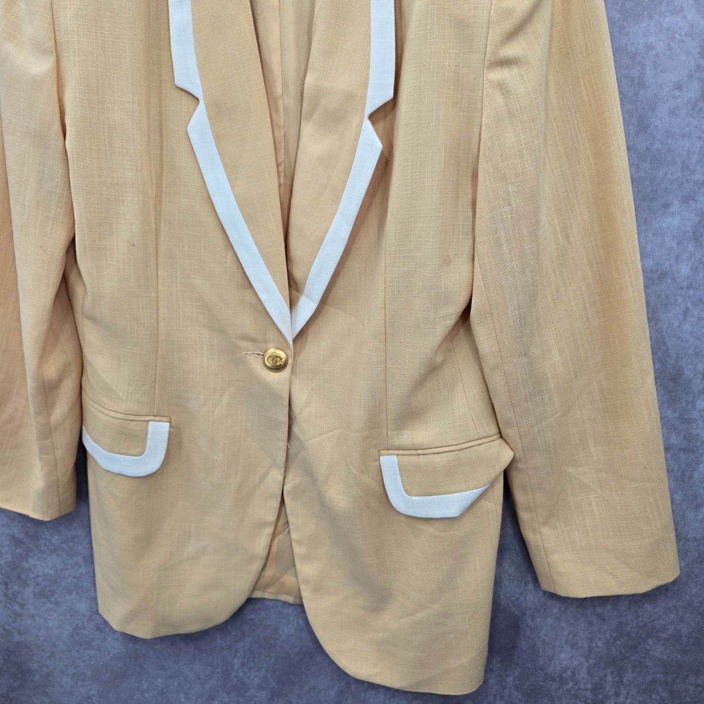 Yellow Y2K Vintage Executive Work Office Preppy Academia Blazer Jacket 12P