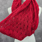 Red Cable Knit Y2K Oversized Long 90s Cottage Romantic Infinity Scarf OS