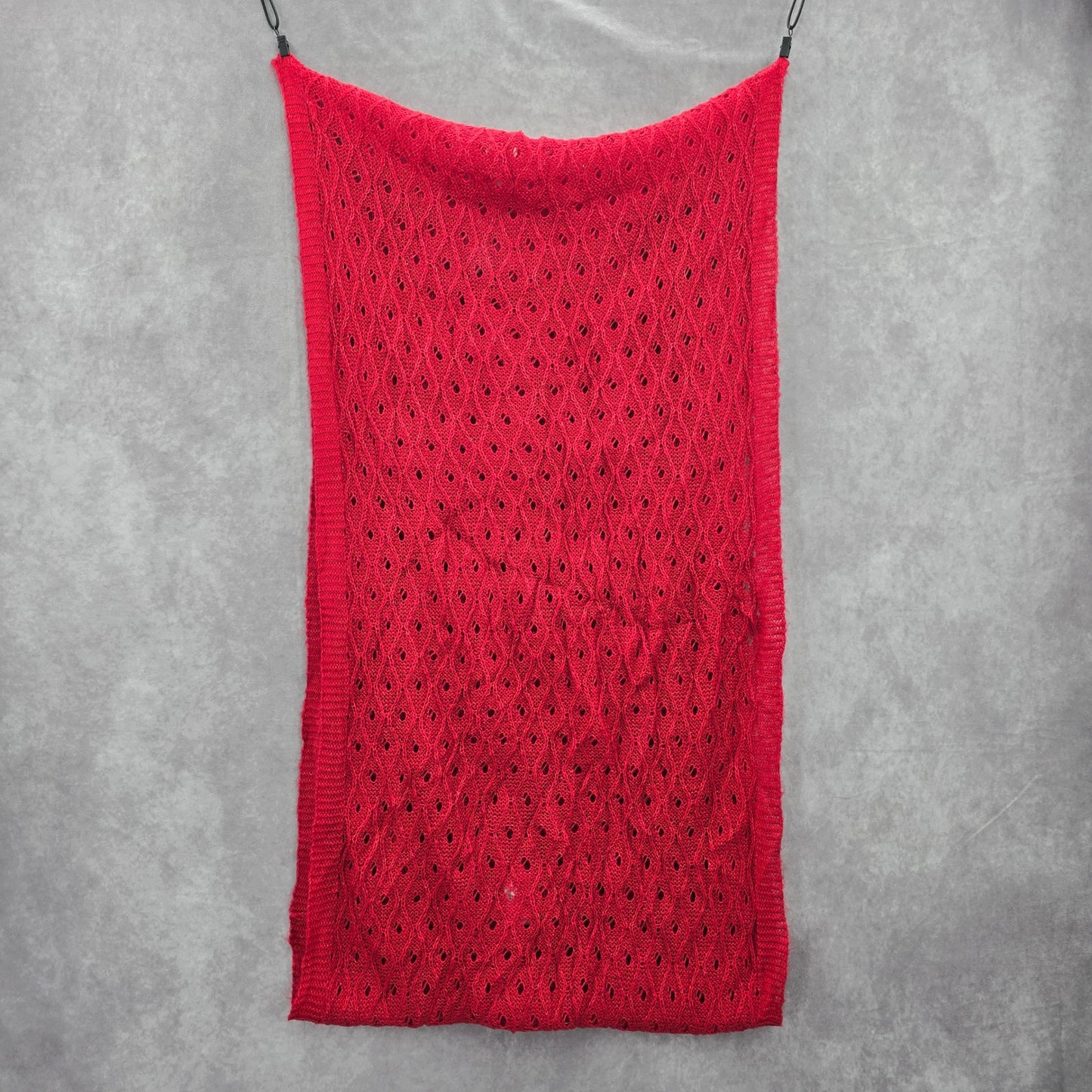 Red Cable Knit Y2K Oversized Long 90s Cottage Romantic Infinity Scarf OS