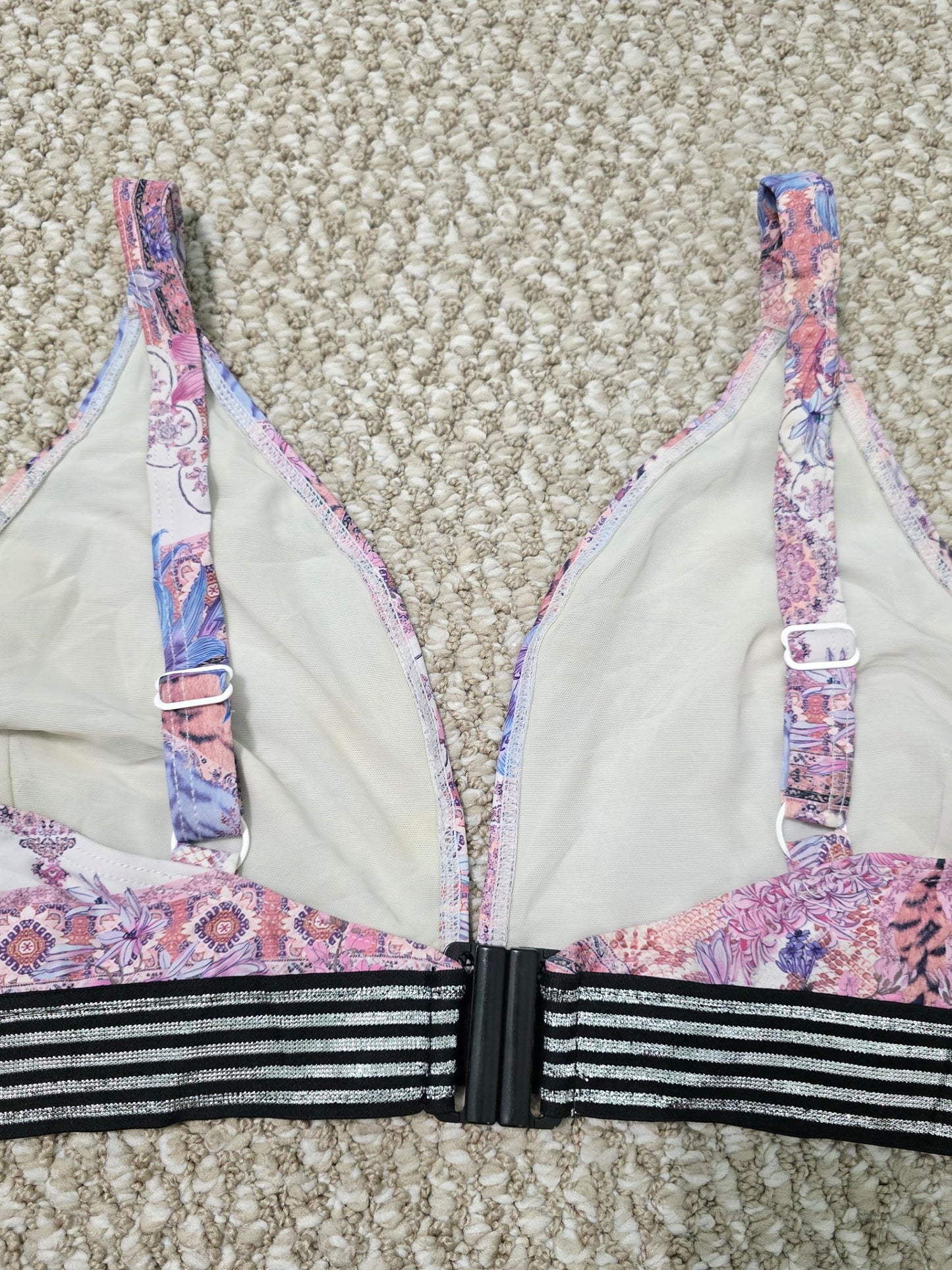 Floral Y2K Beach Resort Vacation Multicolor Bikini Top ASOS Swimsuit Plus 16