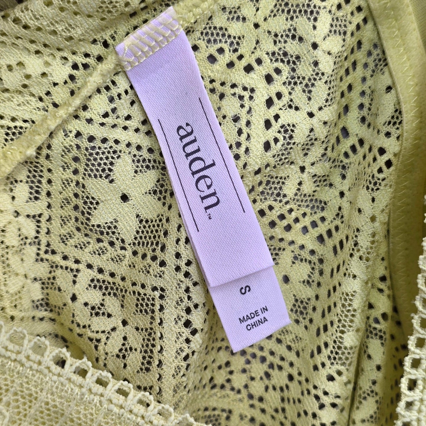 Yellow Lace Crop Y2K Auden Unlined Long Line Plunge Tank Top Bralette Small