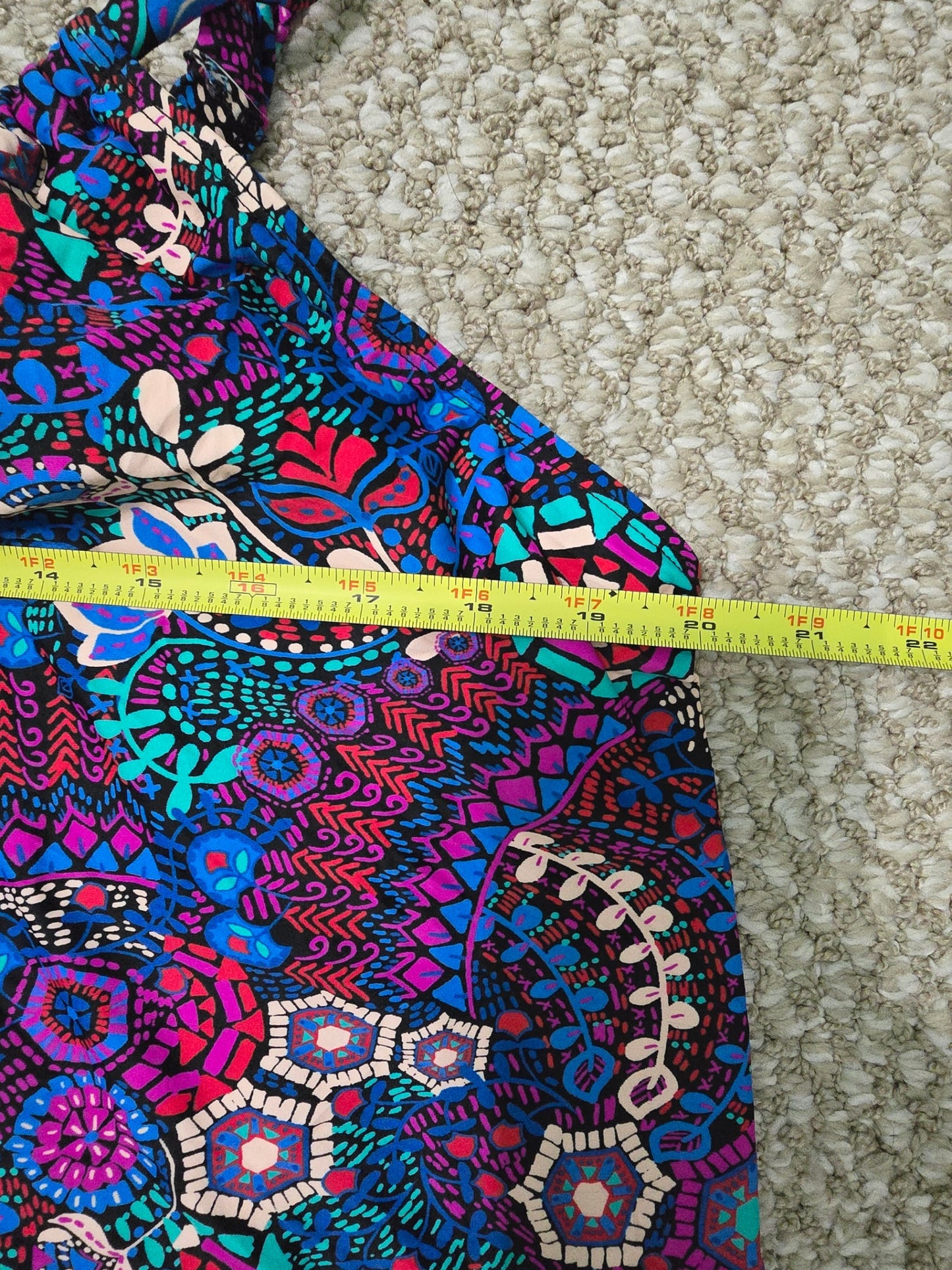 Floral Multicolor Beach Resort Vacation Swimsuit Cover Up Tankini Top Plus 18