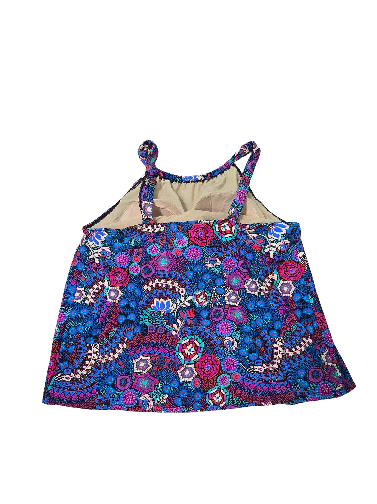 Floral Multicolor Beach Resort Vacation Swimsuit Cover Up Tankini Top Plus 18