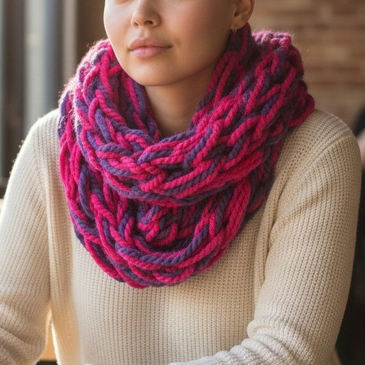 Y2K Vintage Multicolor Chunky Knit Cottage Granny Swan Cozy Wrap Shawl Scarf OS