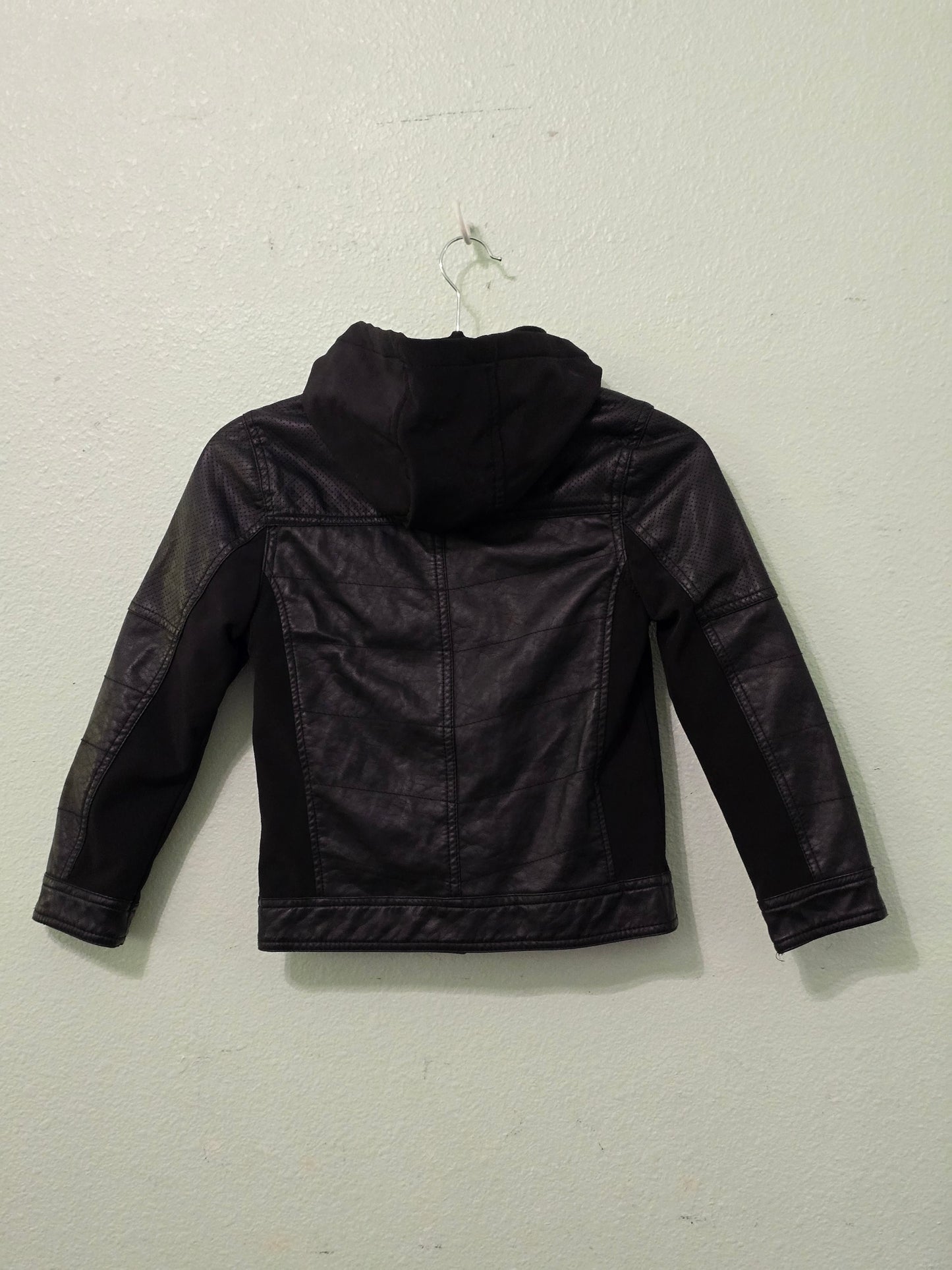 Moto Biker Rock & Roll Punk Goth Grunge Y2K Hood Zip Boys Faux Leather Jacket 7