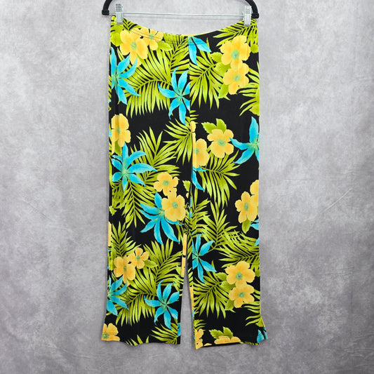 Tropical Floral Vacation Y2K Beach Resort Wide Leg French Laundry Pants Small