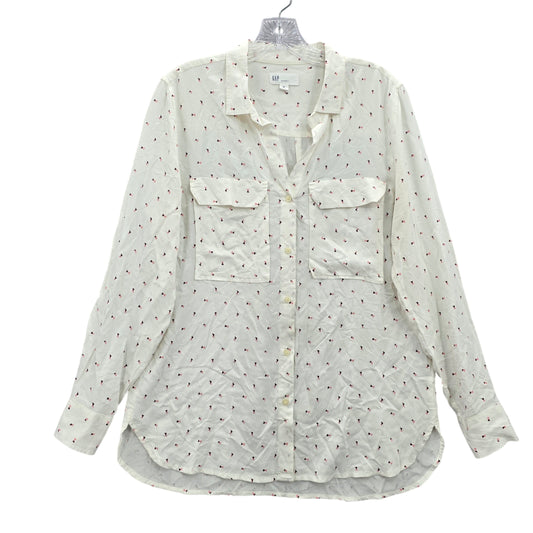 Gap Boyfriend Fit White Y2K Geometric Button Down Shirt Top Office Preppy Medium