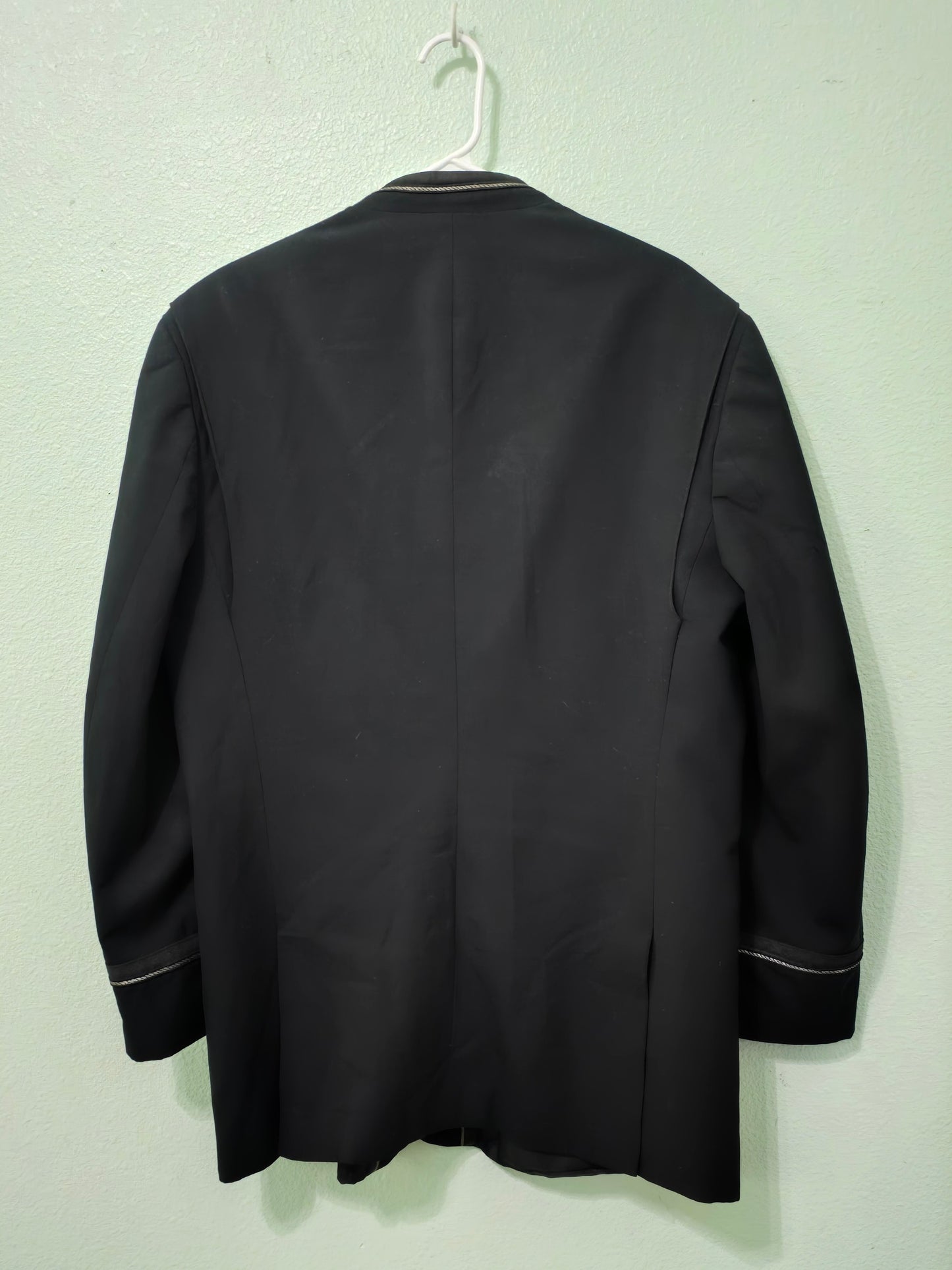 Black Doorman Work Uniform Goth Y2K Career Mens Mock Neck Costume Jacket XL 46