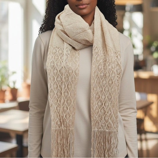 Champagne Sparkle Glitter Long Fairy Fringe Romantic Whimsy Wrap Shawl Scarf OS