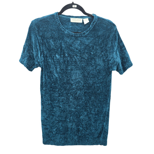 Carolyn Taylor Green Chenille Granny Artsy Cozy Electric Preppy Sweater Top XL