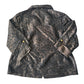 Chico's Animal Print Full Zip 3/4 Sleeve Pocket Brown Whimsy Goth Jacket 2 Large