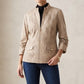 Chico's Animal Print Glam Full Zip Ruched 3/4 Sleeves Chic Cream Jacket 2 Large