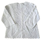 Chico's White Embroidered Scallop Resort Luxury Open Front Jacket 2 Large