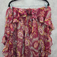 Vince Camuto Floral Ruffle Tie Sarong Skirt Wrap Red Beach Vacation Resort OS