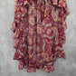 Vince Camuto Floral Ruffle Tie Sarong Skirt Wrap Red Beach Vacation Resort OS