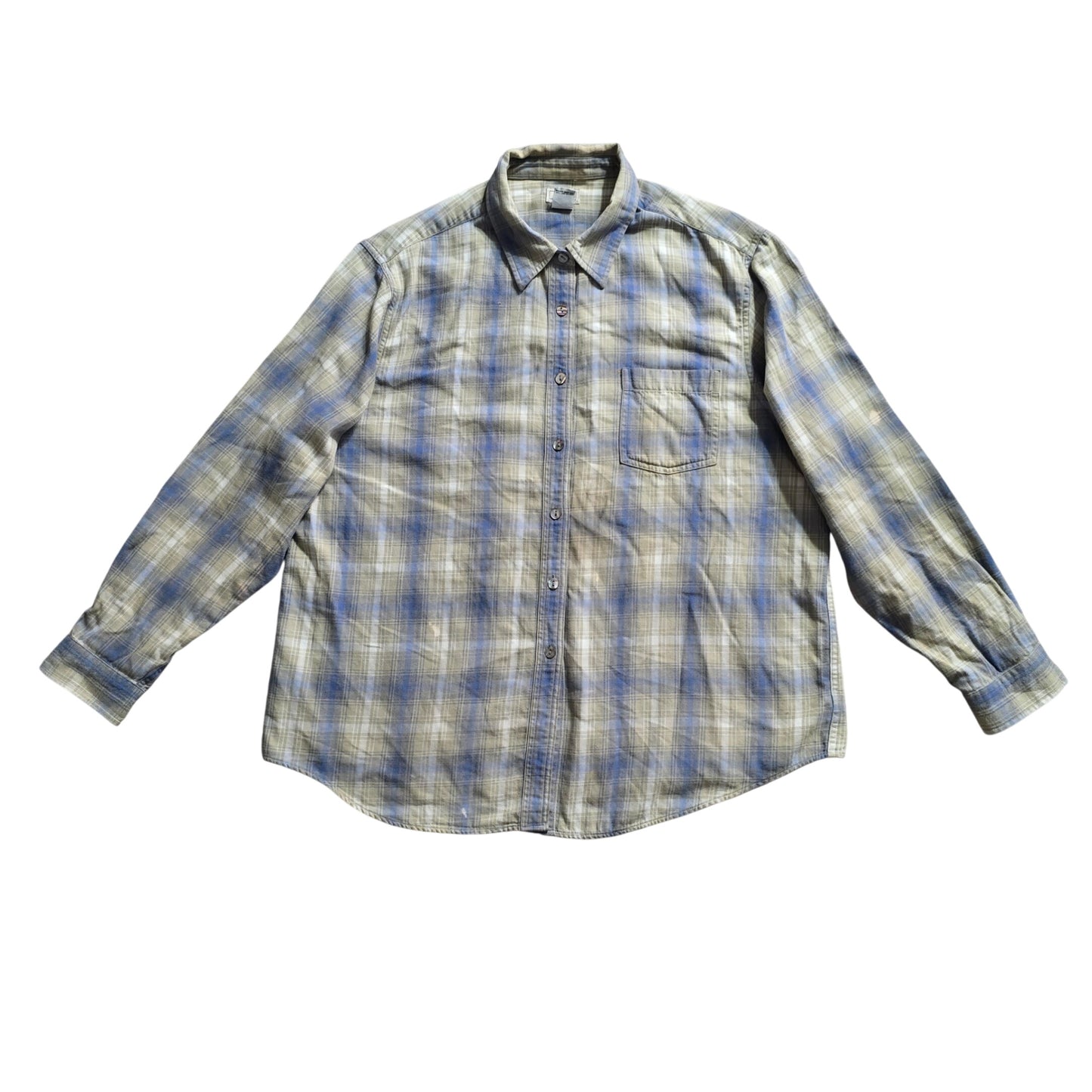 Gray Y2K Vintage L.L. Bean Plaid Button Punk Shirt Elena 90s Grunge Bella Top XL