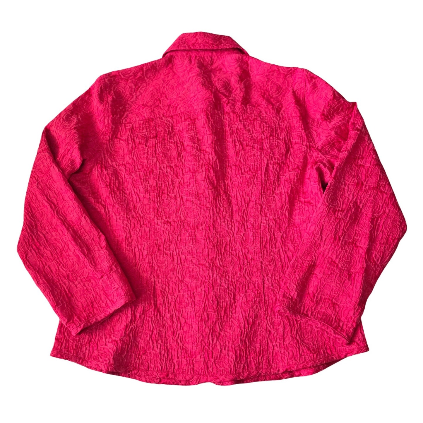 Chicos Pink Floral Rose Shacket Texture Romantic Luxury Preppy Jacket 2 Large