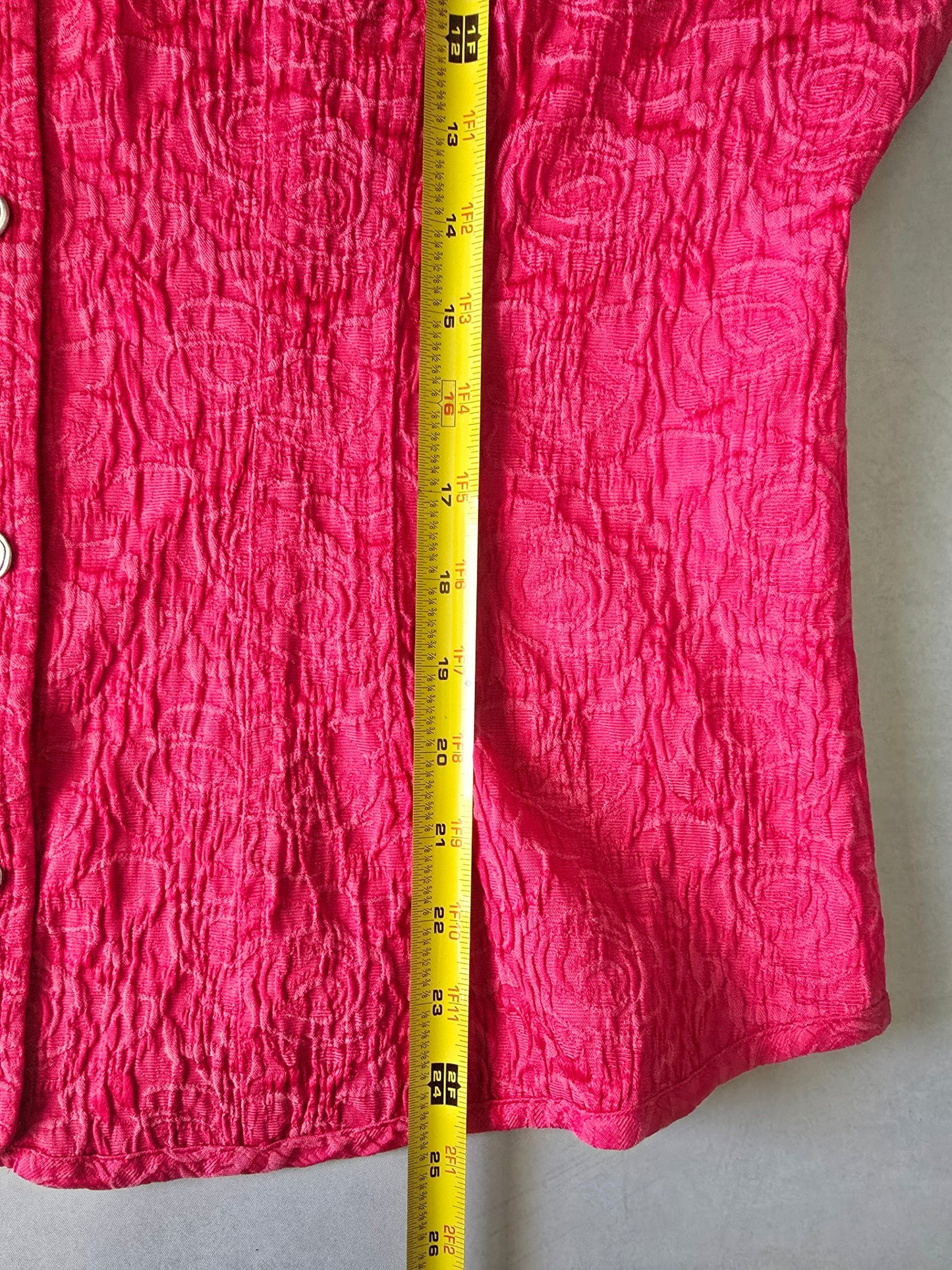 Chicos Pink Floral Rose Shacket Texture Romantic Luxury Preppy Jacket 2 Large