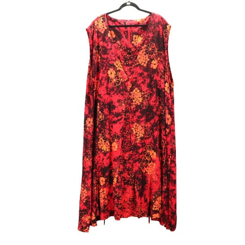 BBW Boutique Red Floral Maxi Hawaiian Y2K Vintage Vacation Flare Summer Plus Dress 5XL/6XL