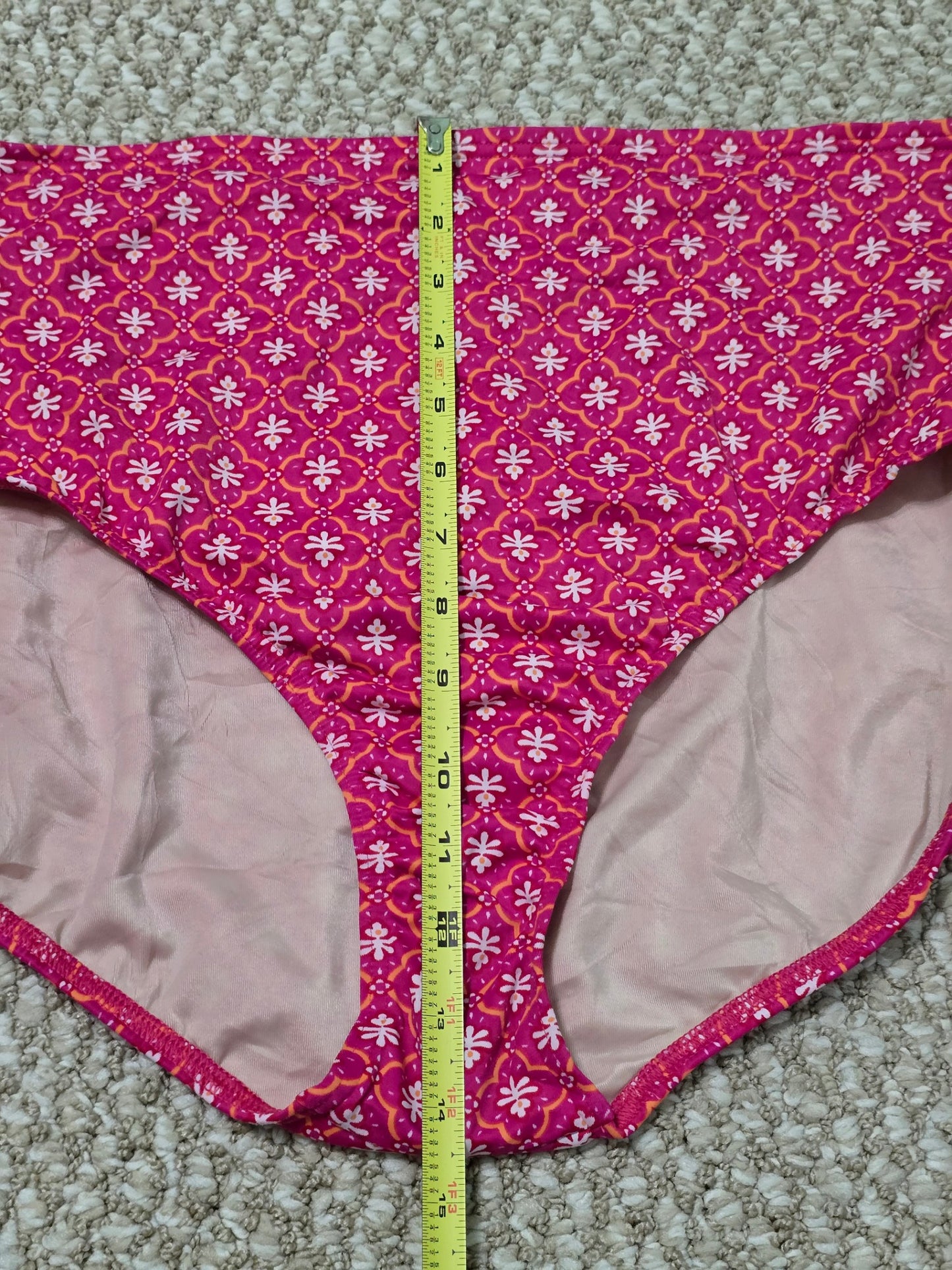Pink Floral High Waist Swimsuit Bikini Bottom Resort Vacation Lands End Plus 22W SKU: B33