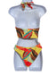 Colorful One Piece Cutout Y2K 90s Halter Swimsuit Beach Resort Vacation Small