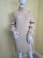Ribbed Cream Y2K Sporty Chic Preppy Turtleneck Short Sweater Dress Small