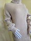 Ribbed Cream Y2K Sporty Chic Preppy Turtleneck Short Sweater Dress Small