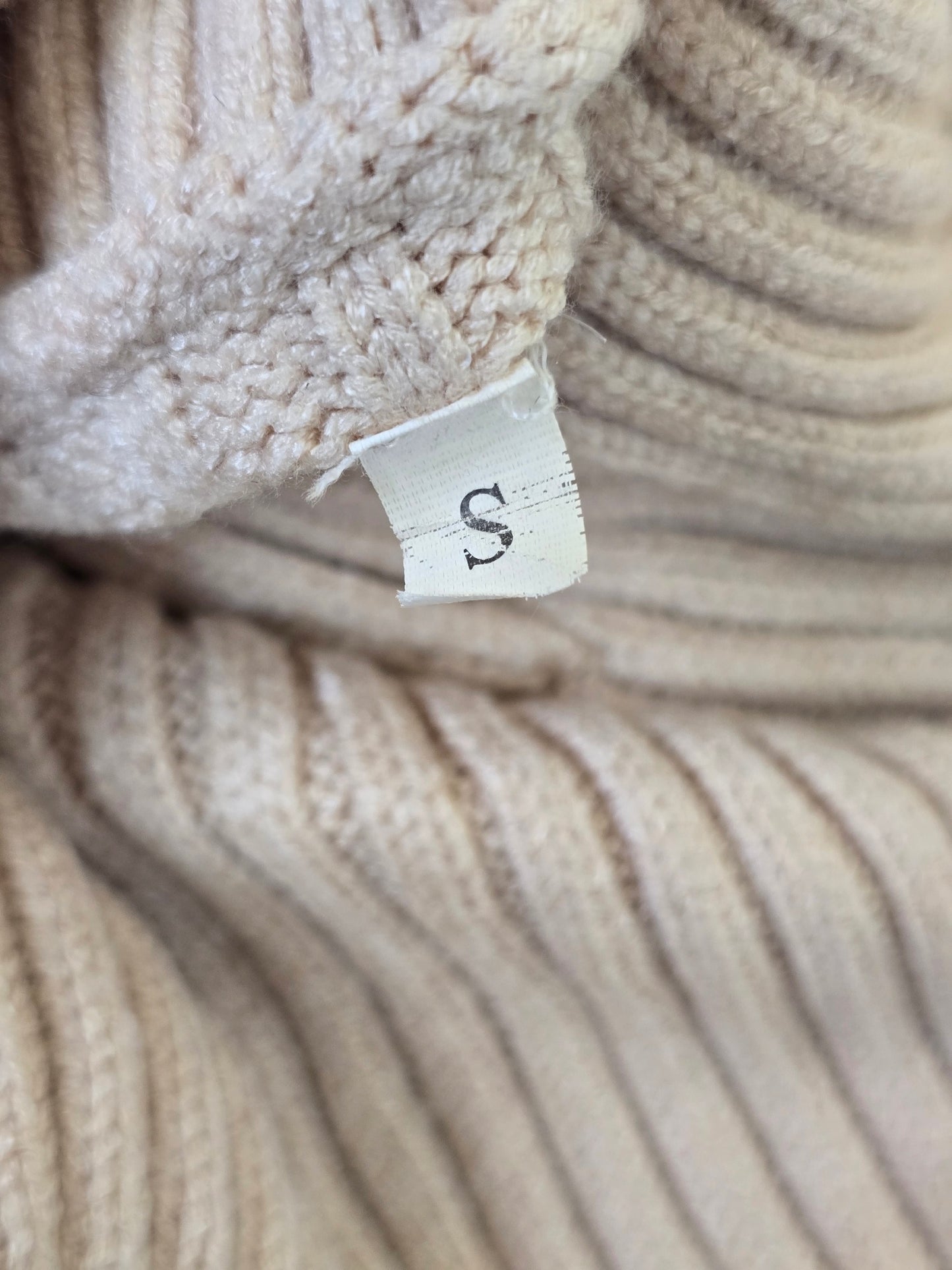 Ribbed Cream Y2K Sporty Chic Preppy Turtleneck Short Sweater Dress Small