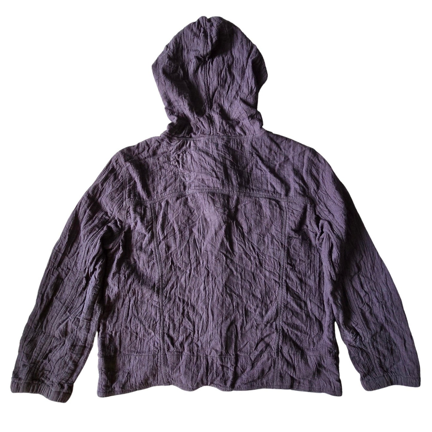 Chico's Purple Crinkle Cotton Hooded Active Y2K Cottage Shacket Jacket 1 Medium