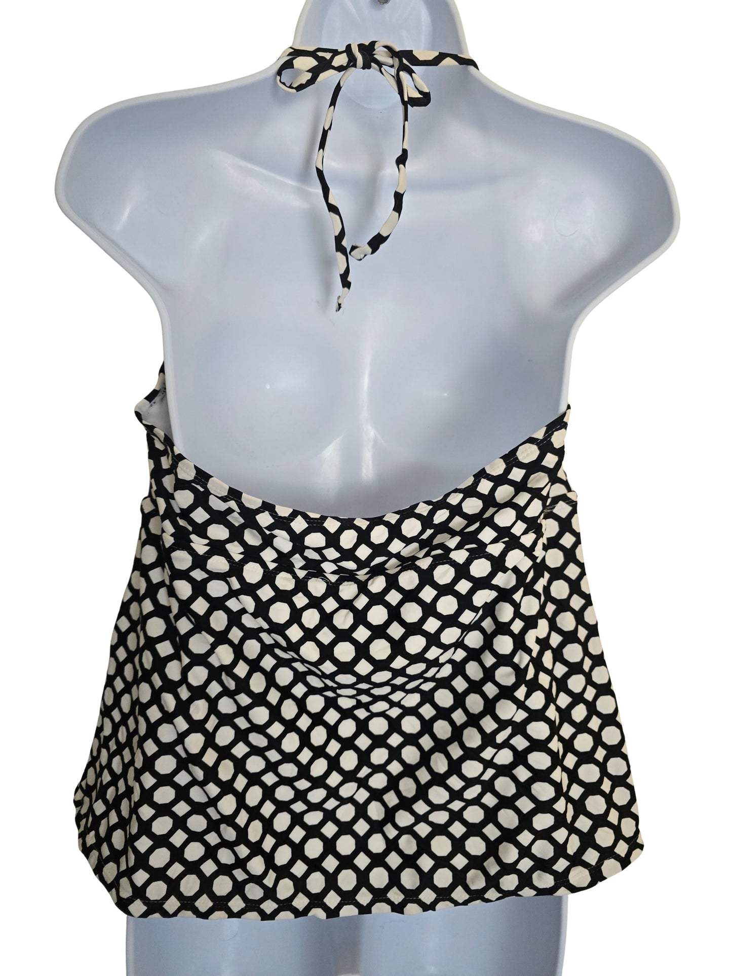 Beach Resort Halter Catalina Black Geometric Swimsuit Coverup Tankini Plus XL