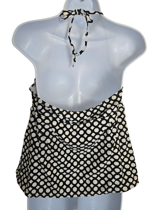 Beach Resort Halter Catalina Black Geometric Swimsuit Coverup Tankini Plus XL