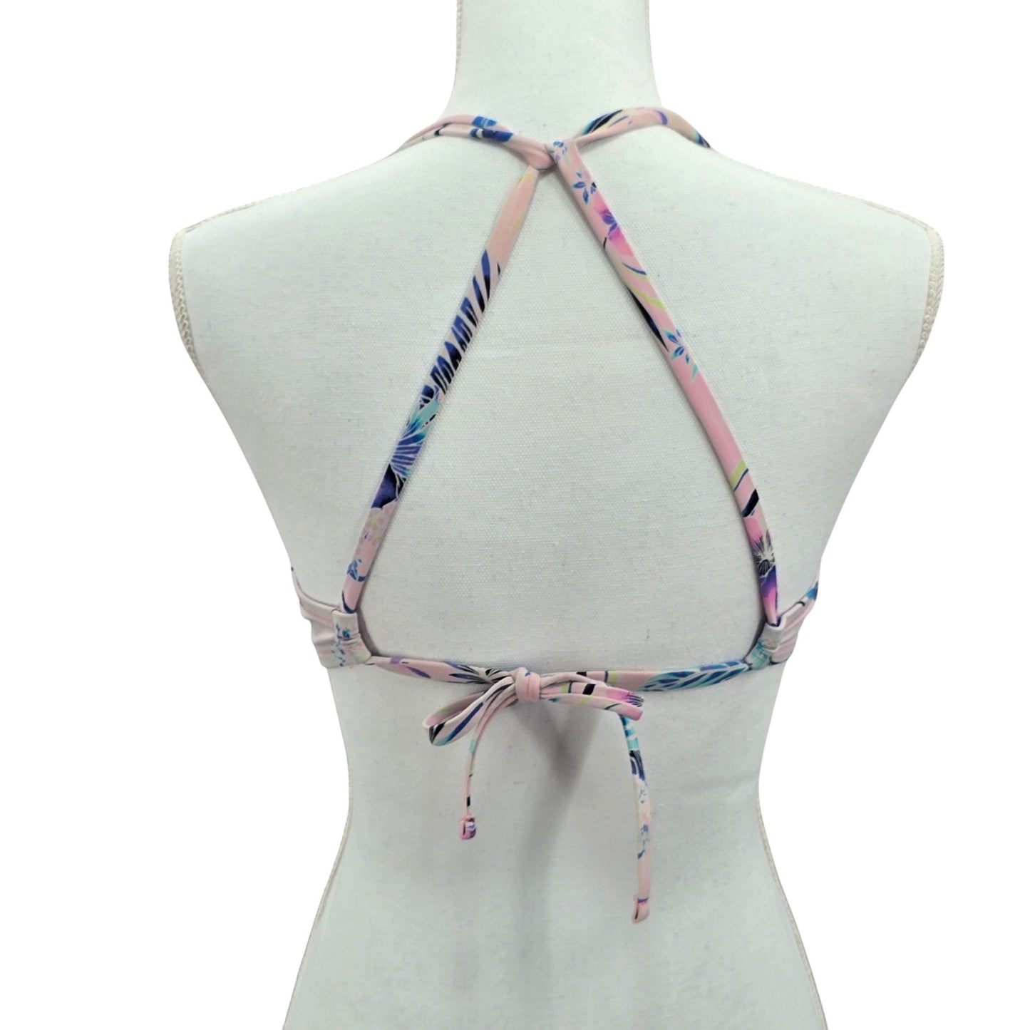 Floral Pink Y2K Beach Vacation Resort Crisscross Shade &amp; Shore Bikini Top 36D