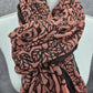 Floral Pink Extra Long Wide Oversized Scarf Leaf Brown Boho Whimsy Goth Y2K