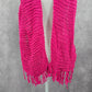 Pink Knit Romantic Handmade Y2K Barbie Feminine Fringe Fun Electric Scarf OS