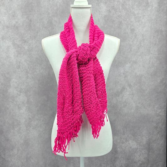 Pink Knit Romantic Handmade Y2K Barbie Feminine Fringe Fun Electric Scarf OS