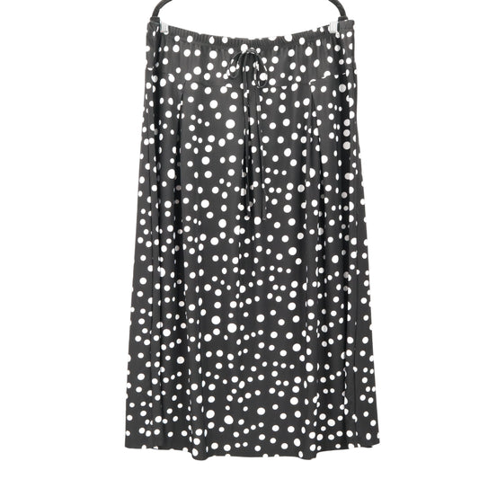 Retro Y2K Vintage Metrowear Black Polka Dot Stretch Maxi Long Flare Skirt 3X