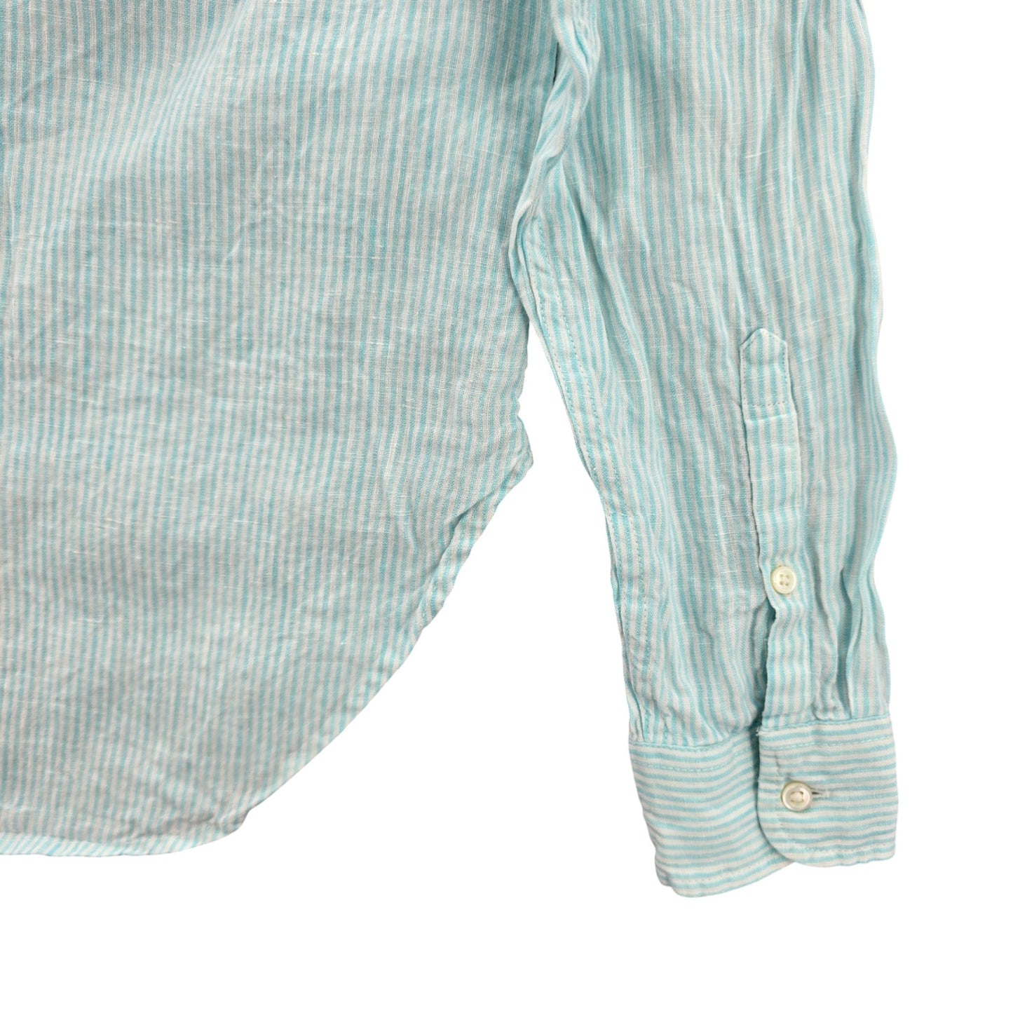 Green Stripe Vacation Beach Preppy L.L. Bean Cotton Classic Tunic Linen Top XS