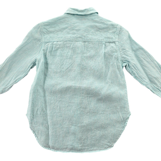 Green Stripe Vacation Beach Preppy L.L. Bean Cotton Classic Tunic Linen Top XS