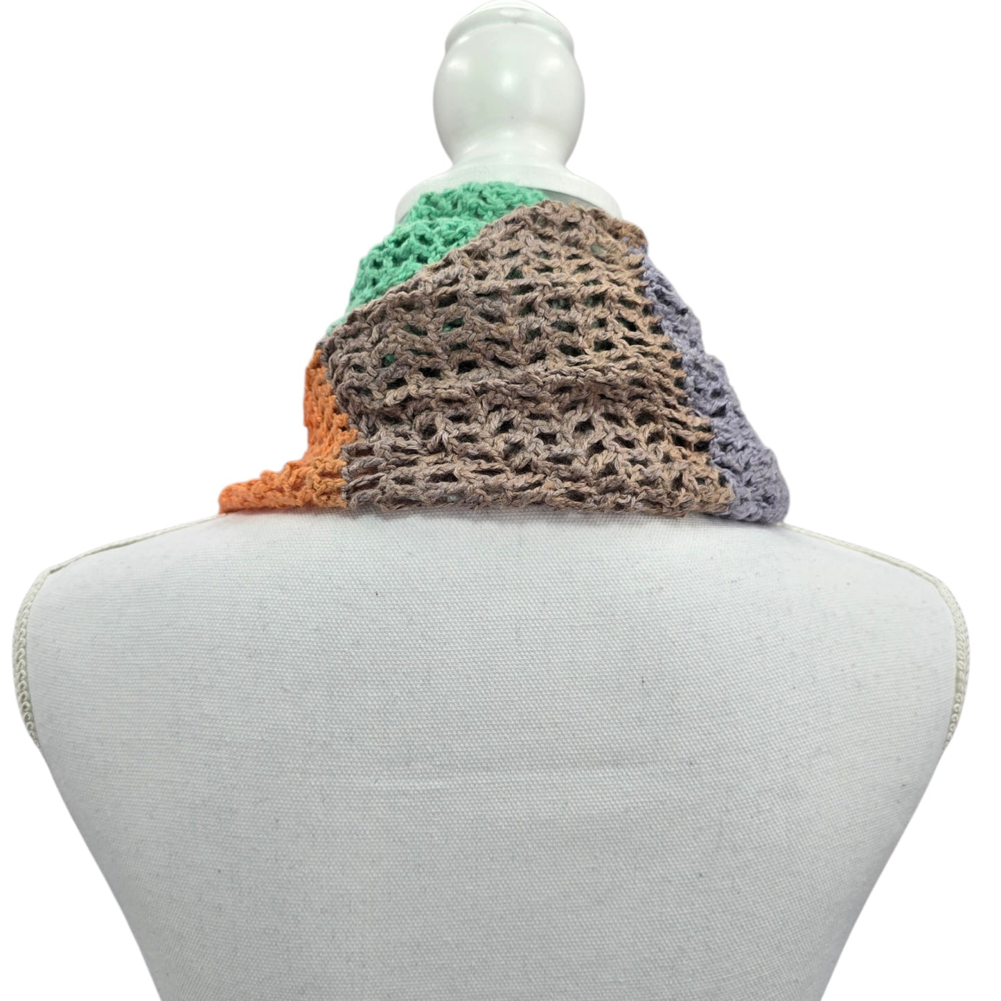 Y2K Vintage Multicolor Chunky Knit Cottage Granny Swan Cozy Wrap Shawl Scarf OS